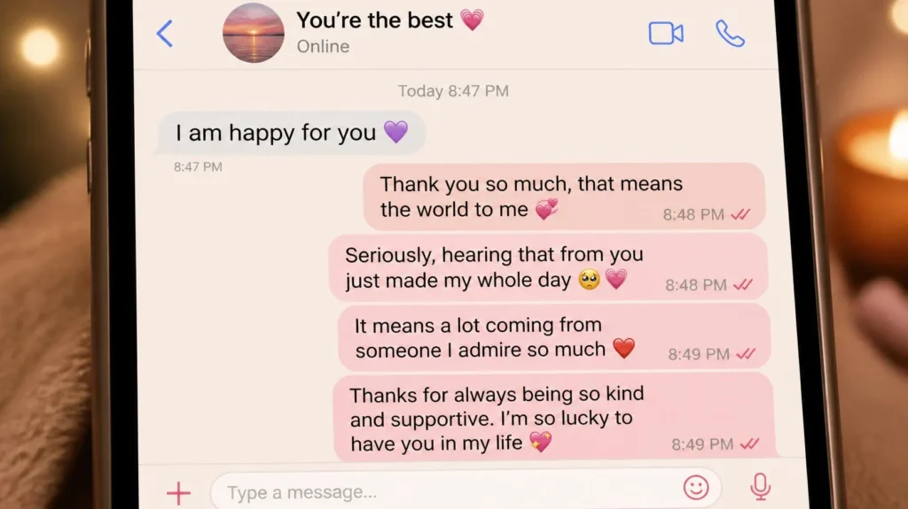 Replies when someone says they’re happy for you